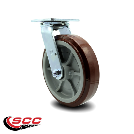 Service Caster 8 Inch Polyurethane Wheel Swivel Caster with Ball Bearing SCC-30CS820-PPUB